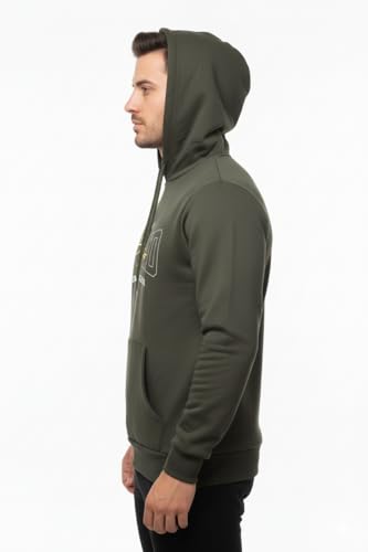 Image of Amazon Brand - INKAST Men Hooded Sweatshirt with Minimal Print | Casual wear | Stylish Winter Hoodie with Drawstrings | Kangaroo Pockets | Pullover