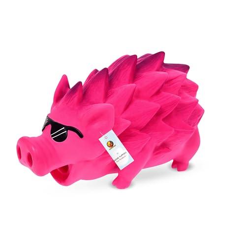 Foodie Puppies Dog Squeaky Latex Rubber Toy - (Pink Goggle Pig) | for Small Dogs & Puppies | Cotton Filled, Durable, Soft, Animal Design, Chew Safe Pl