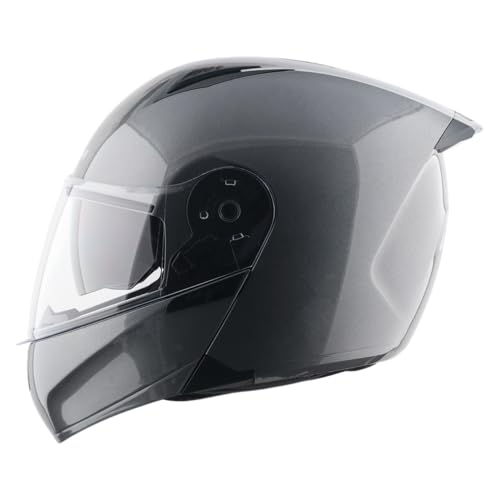 Image of Vega VM-02 Spike Flip-Up Motorcycle Helmet with ISI Certification | High-Impact ABS Shell, Dual Visor, UV & Scratch Resistant: Athena Grey, XL