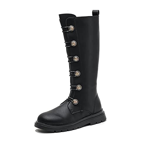 Girls Winter Knee High Riding Boots Leather Warm Fur Princess Boots