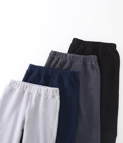 Toddler Boys Warm Heated Microfleece Pants, 4-Pack Fleece Bottoms, 2-6 Years2