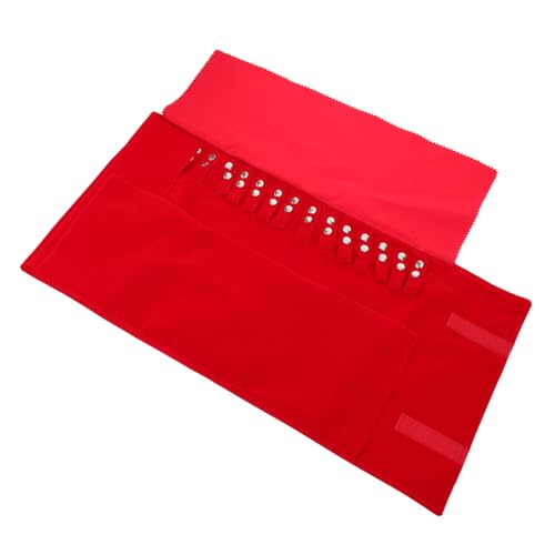 BESPORTBLE Bolsa Organizadora de Joyas Roja para Viaje Estuche Enrollable Antiarañazos Bolsa Portátil para Collares Pulseras y Tobilleras Funda y Plegable para Almacenamiento Seguro