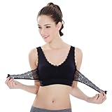 Sports Bras for Women Front Criss Cross Bras Side Buckle Lace Sports Bras Wireless Push Up Seamless Bra with Removable Pad Black