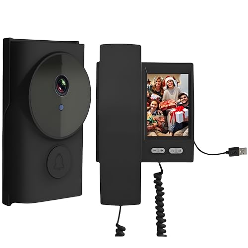 Winnes Timbre de Video inalámbrico para Exteriores, Pantalla IPS de 3,5 Pulgadas, videoportero 1080P con cámara, Audio bidireccional, visión Nocturna por Infrarrojos sin WiFi ni aplicación (Black)