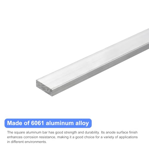 Image of uxcell Square Aluminum Flat Bar, 3 /8 inch Thick 1.2 inch Width 10 inch Length Square Aluminum Bar 6061 Aluminum Flat Plate, 10 x 30 x 254mm T6511 Solid New Mill Stock for Industrial Building