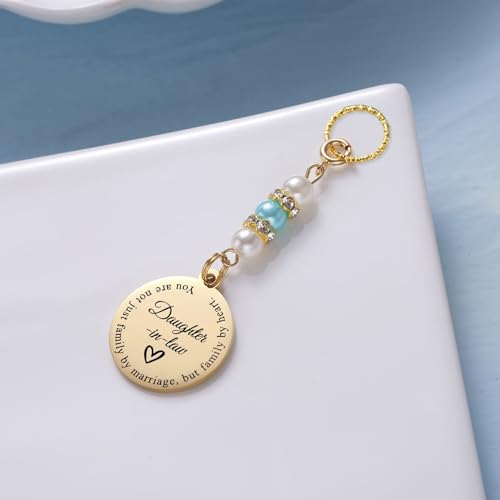Image of MIXJOY Something Blue Gift for Bride, Wedding Day Bridal Blue Pearl Angel Wings Bouquet Garter Charm for Bride to Be
