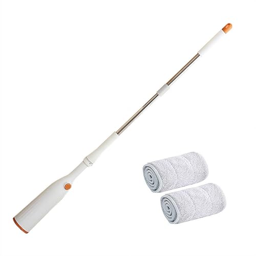 DAGESVGI Fregona plana de microfibra para limpieza de suelos, mopas de limpieza giratorias de 360°, mopas húmedas y secas de mango largo en suelos de madera dura con almohadillas lavables
