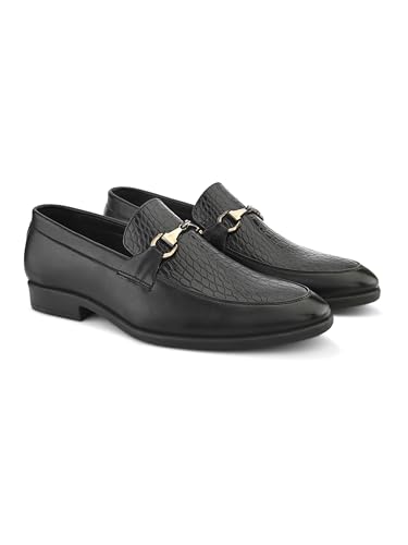 Image of San Frissco Men's Loafers Horsebit Shoes for Men | Buckle Slip-On Textured Moccasins for Office & Formal Wear with Soft Cushioned Insole Stylish, Comfortable & Durable Footwear