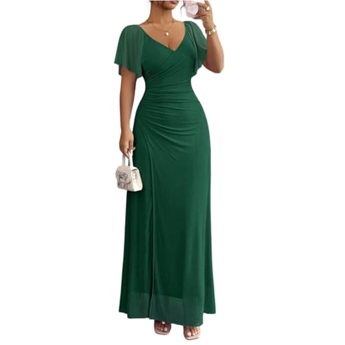 Robe longue femme haut de gamme, coupe fluide et fente latérale
