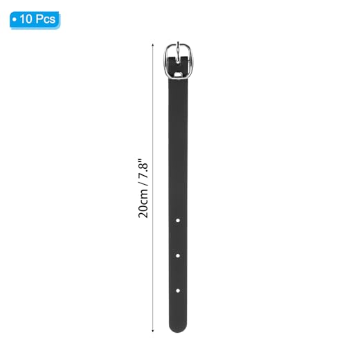 Image of PATIKIL Luggage Tag Strap, 10 Pcs PU Leather Extender Buckle Straps Luggage Tag Luggage Strap Tag Holder Adjustable for Suitcase Hanging Accessories Travel, Black