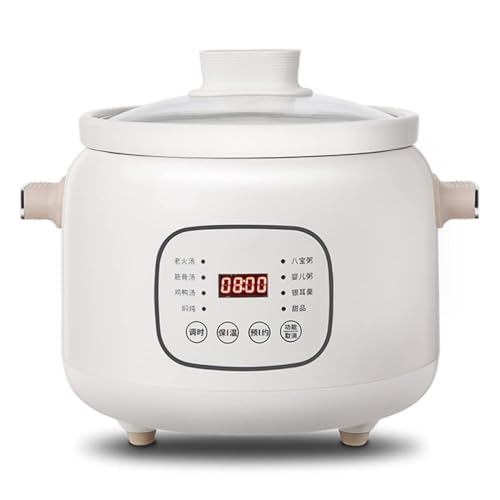 MGHRUEWH Olla Eléctrica De Cocción Lenta con Revestimiento Cerámico, Multifunción, con Temporizador De 24 Horas Y Función De Calentamiento, 3 litros (para 4 A 5 Personas), 220 W