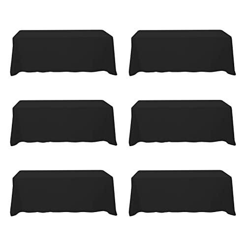 Photo 1 of BRILLMAX 6 Pack Black Tablecloths for 8 Foot Rectangle Tables 90 x 156 Inch - 8ft Rectangular Bulk Linen Polyester Fabric Washable Long Clothes for Wedding Reception Banquet Party Buffet Restaurant