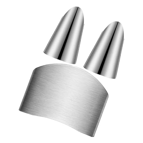 KICHOUSE 3pcs Anti-cut Finger Cots Tools Protector for Beginner Kitchen Hand Protectors Kitchen Supply Kitchen Cutting Supplies Finger Shield Finger Guards Stainless Steel Silver