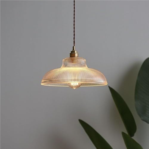 Lámpara colgante de vidrio a rayas retro con altura ajustable para cocina 3