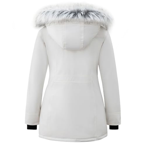 Wantdo Women's Down Jacket Water Resistant Warm Winter Parka Long Puffer Coat with Fur Hooded2