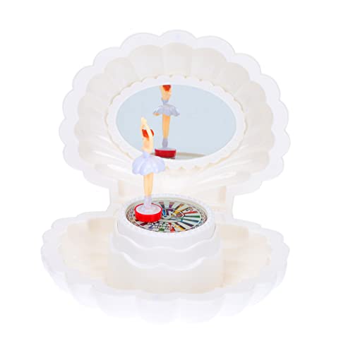 Alipis 1pieza Cajita Musical Decorativa Forma De Concha Luz Colorida Almacenamiento De Joyas para Niñas Caja De Música Rotativa Creativo para Cumpleaños y Comuniones No Incluye Pilas