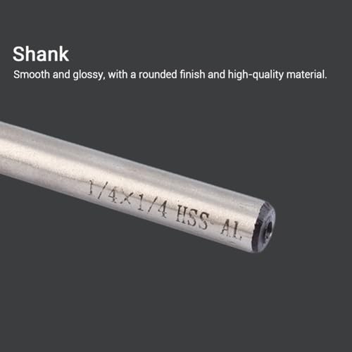 Image of 1 /4 Inch 4 Flute Square End Mill, Straight Shank HSS End Mill Cutter for CNC Milling Machine, Metalworking Cutting Tool 1 /4″ Working Diameter 20mm LOC