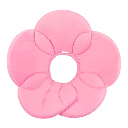 Image of POPETPOP Flower Necklace Pet Recovery Collar - Adjustable Dog Cat Cone Collar Soft Elizabethan Protective Collars Dog Cones After Surgery for Cat and Puppy (Pink) Flower Choker Necklace
