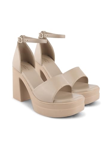 Image of JM LOOKS Women's Block Heel Sandal Platform Sandal Ankle Strap Open Square Toe High Heel Sandal for Wedding Party Evening Prom