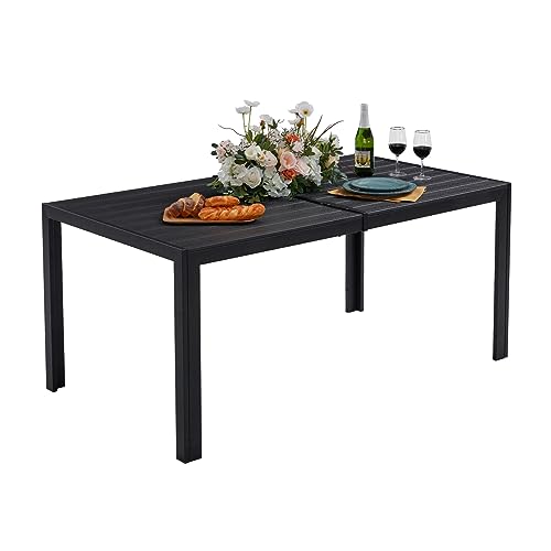 VICLLAX-Rectangle-Patio-Dining-Table-for-6-All-Weather-Wood-slatted-Outdoor-Table-for-Garden-Backyard-and-Porch-Black VICLLAX Rectangle Patio Dining Table for 6 All Weather Wood slatted Outdoor Table for Garden Backyard and Porch Black