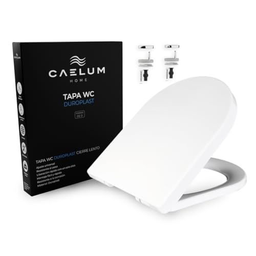 Caelum Home Tapa de WC. Asiento de inodoro universal en forma de D con cierre suave y lento, fácil montaje y limpieza. (450x370x50) mm