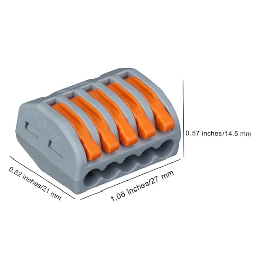 Image of ROBOWAY 8Pcs PCT-215 Wire Connector, 5 Pole Spring Lock Lever Terminal Block for Cable Connection, Quick Splicing Connector for 0.08-2.5mm Electrical Wires, Durable Easy Wiring Terminal (Pack of 8)
