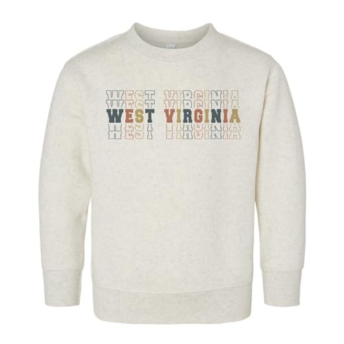 Stacked West Virginia Kids Sweatshirt Toddler 5T Natural Heather