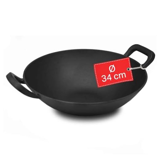 FireRocket Wok Ø 34cm Gusseisen Grill-Wok Wokpfanne Pfanne Cast Iron Pan Gusseisen für Gasgrill Kohlegrill Herd Induktion geeignet