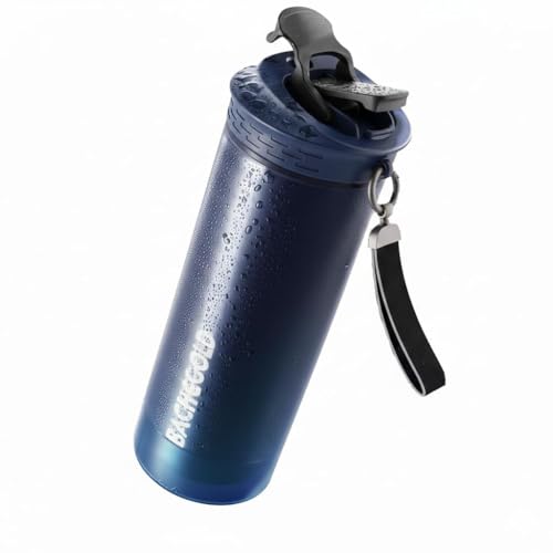 Bachgold Selfpress Botella con Filtro de Agua, Potabilizador, 800 ml, Azul