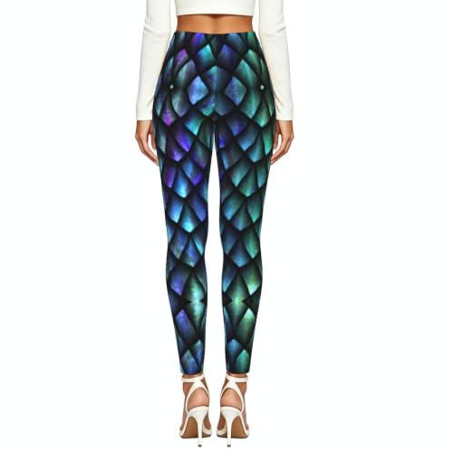 Leggings de compresión suaves para mujer con estampado de dragón 3D místico 3