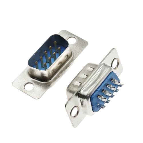Conector DB9 macho RS232 tipo D-SUB con 9 pines en 2 filas para soldar, pack de 10 3