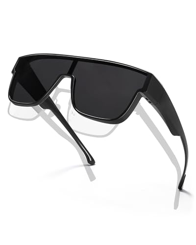 Polarized Fit Over Glasses Sunglasses for Men Women,One Piece Design UV400 Protection