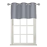 Home Queen Grommet Top Blackout Curtain Valance Window Topper for Living Room, Small Straight Drape Valence, Set of 1, 37 X 18 Inch, Grey