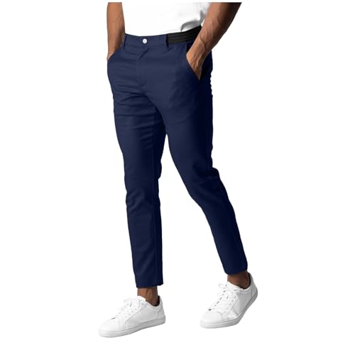Men's Slim Tapered Stretchy Casual Pants Skinny Pants Slim Fit Slacks Trousers Comfy Pockets Solid Color