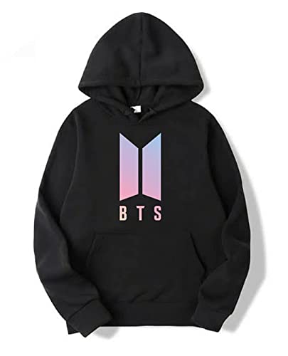 Image of Bts Black Cotton Hooded Regular Hoodie For Girls /Boys /Womens /Kids /Men