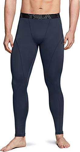 Calça masculina de compressão térmica TSLA, leggings esportivas e calças de corrida, calça de camada