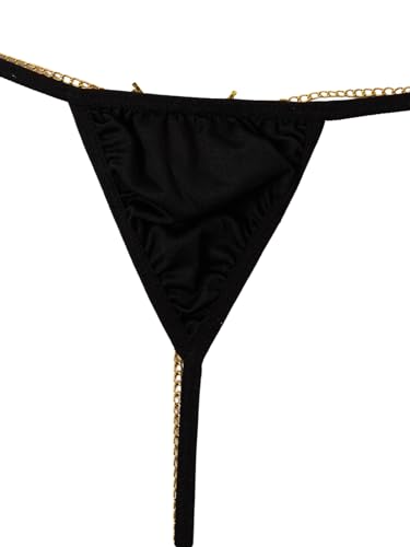 Image of RoseSeek Women's Sparkling Butterfly Chain Underwear Low Rise Cheeky G String Panty