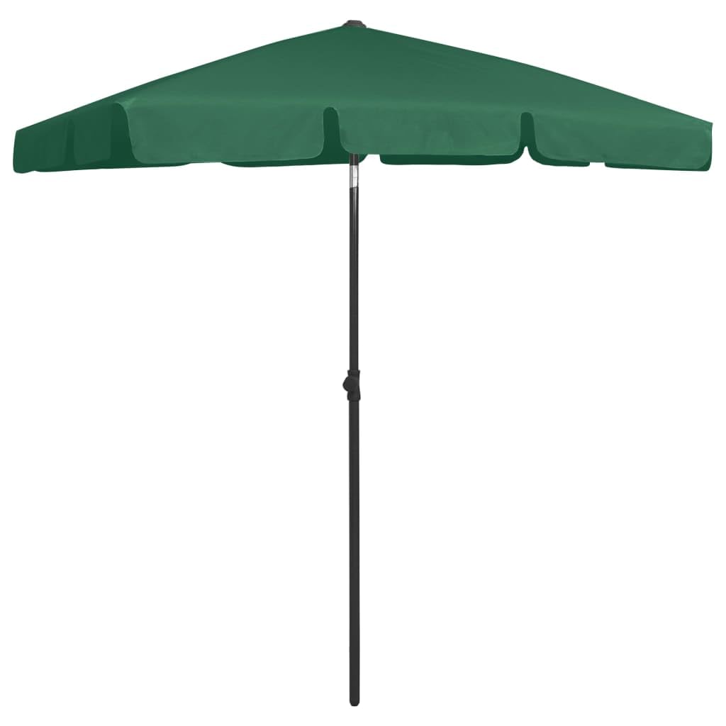 Parasol plażowy, zielony, 180 x 120 cm, odporny na promieniowanie UV parasol poliestrowy z mechanizmem przechylającym, idealny na taras, do ogrodu i na zewnątrz