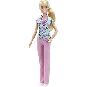 Barbie quiero ser enfermera muñeca rubia con accesorios para niñas + 3 años (Mattel GTW39)