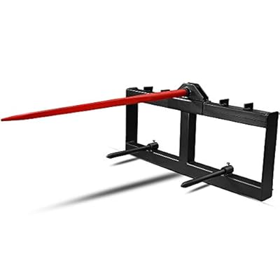 YINTATECH 49" Tractor Hay Spear & Skid Steer Loader 2000lbs Quick Attach for Bobcat Tractors with 2pcs 17" Stabilizer Spears Spike Fork Tine Attachment