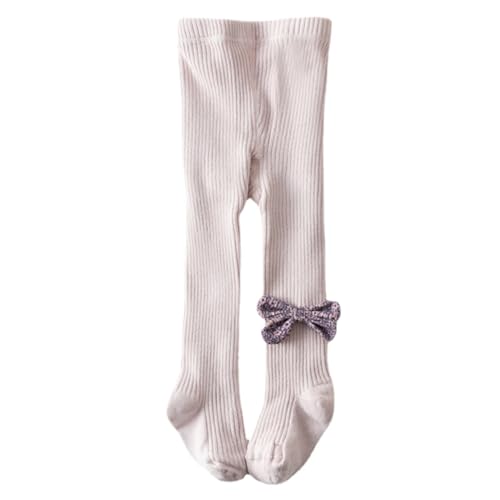 Owl's-Yard Girls Autumn Winter Knit Leggings Elastic Band Bow Tights Ribbed Pantyhose Socks