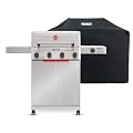 Monument Grills 4+1 Burner Stainless Steel 525 sq.in Propane Gas Grill Mesa 2, 49,000 BTU, 500°F in 5 Mins, Outdoor Patio Grill, Broil Zone, 1 Side Burner and 1 Foldable Side Shelf, with Grill Cover