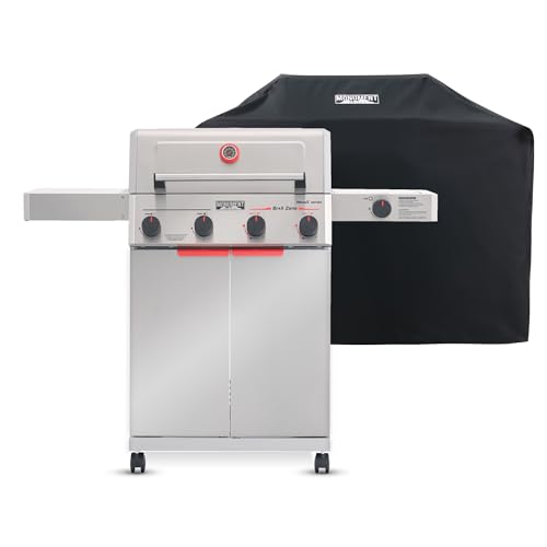 Image of Monument Grills 4+1 Burner Stainless Steel 525 sq.in Propane Gas Grill Mesa 2, 49,000 BTU, 500F in 5 Mins, Outdoor Patio Grill, Broil Zone, 1 Side Burner and 1 Foldable Side Shelf, with Grill Cover