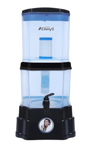 Image of REEVO Gravity Water Purifier - UF Technology Non-Electric Water Filter | Chemical-Free Purification | 10L Storage (5L Top + 5L Bottom) for Home & Office (Black)