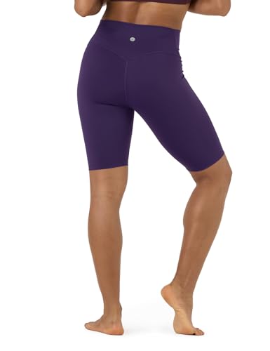 LAPASA Pantalón Corto Deportivo Mujer Leggings Mallas Short Yoga Ejercicio Fitness Pilate Deporte Running Ciclismo Elastico L52A1 (Sin Bolsillos Laterales) M Morado
