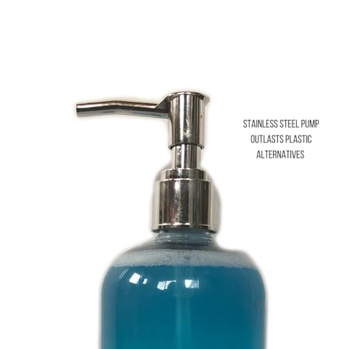 (3 Pack) 16 Ounce Soap Dispenser Bottles Clear Plastic Countertop Lotion-Soap Pump Bottles for Liquid Organic Soap Hand Dispensers Kitchen and Bathroom Soaps Shampoo and Lotions