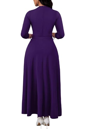Image of FANDEE Maxi Dress for Women, Casual V Neck 3 /4 Sleeve Long Dresses with Pockets