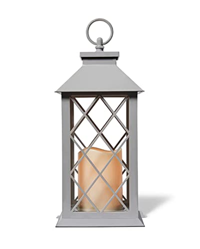 Image of A Cheerful Giver Flickering Flameless Candles with Remote - LED Battery Candles for Indoor /Outdoor Use - Wedding Decorations and Table Decor - 5.5 inch W x 13.5 inch H x 5.5 inch L - Gray