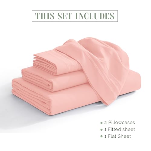 Elegant Comfort Luxurious 1500 Premium Hotel Quality Microfiber 4-Piece Sheet Set, 18-24 Inches Deep - Extra Deep Pocket Sheets - Ultra Soft 4PC Deep Pocket Sheets, Twin/Twin XL, Dusty Rose