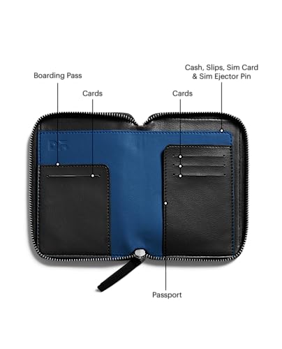 DailyObjects Check-in Travel Passport Wallet Cover for Men and Women | Passport Cover with Zip Around Closure Made of Vegan Leather | Passport Holder with Credit Debit Card Slots - Black